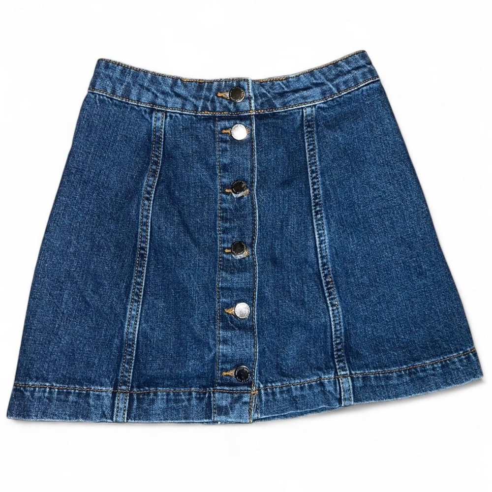Topshop Blue Denim A-Line Skirt